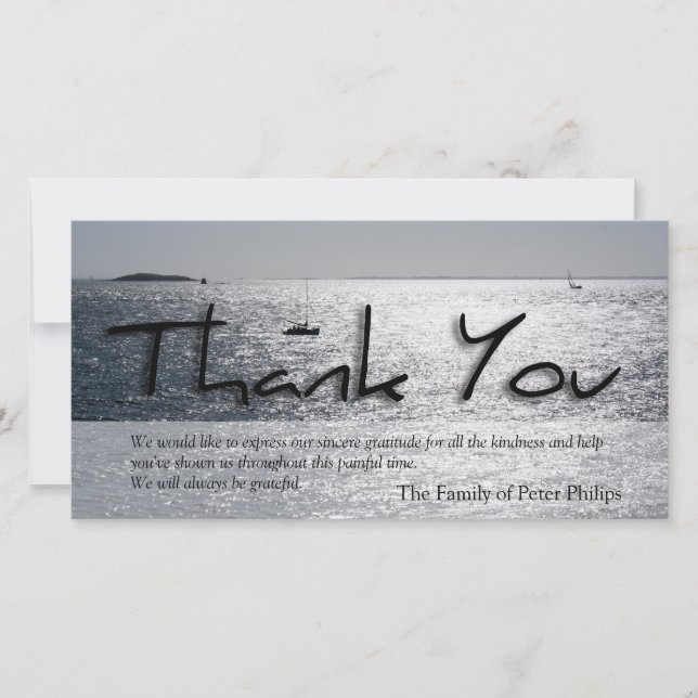 Modernes Beileid des Meerblick-4 danken Ihnen Dankeskarte (Vorderseite)