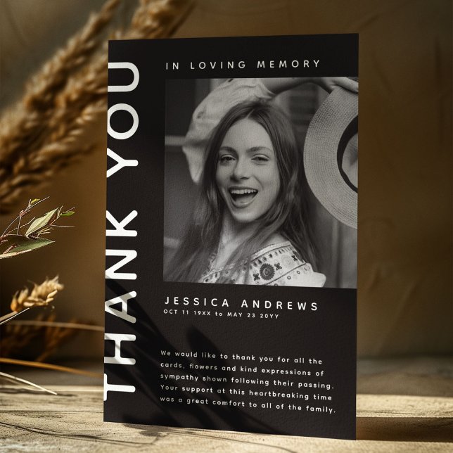 Modernes Beileid Foto Vielen Dank Dankeskarte (Von Creator hochgeladen)