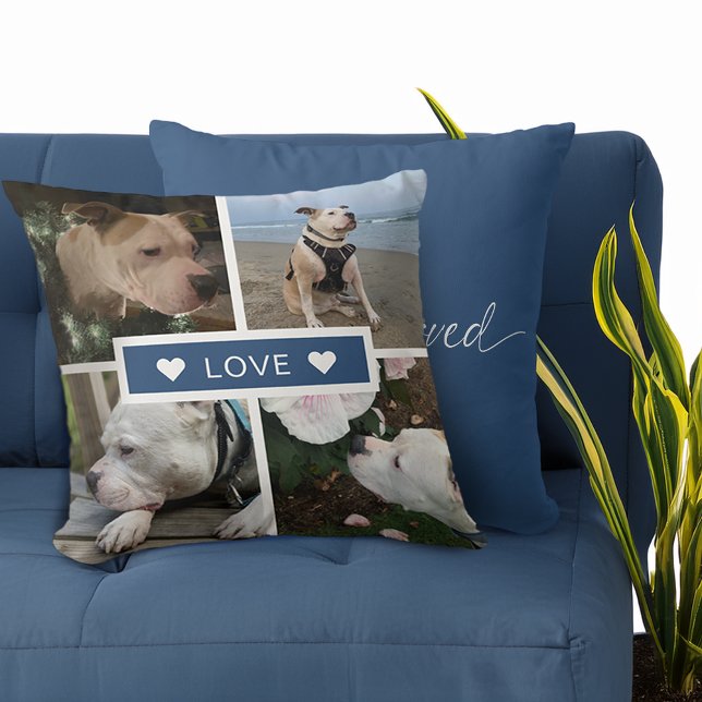 Modernes Beileid  Pet Fotos Collage Kissen (Modern Sympathy Pet Photos Collage Throw Pillow)