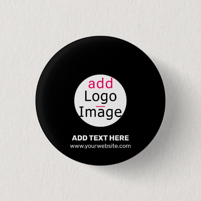 Modernes, benutzerdefinierbares Add-Logo-Schwarz Button (Vorderseite)
