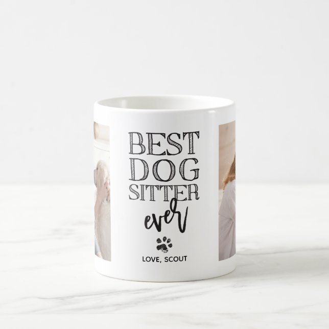 Modernes, benutzerdefiniertes Foto Beste Dog Sitte Kaffeetasse (Mittel)