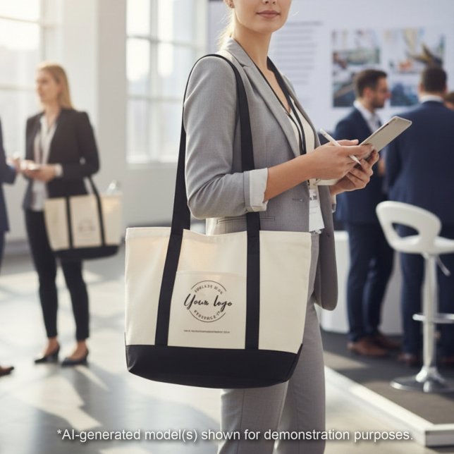 Modernes benutzerdefiniertes Geschäftslogo und Web Tragetasche (Modern business branded trade show tote bags with website. Easy to use. no minimum orders.)