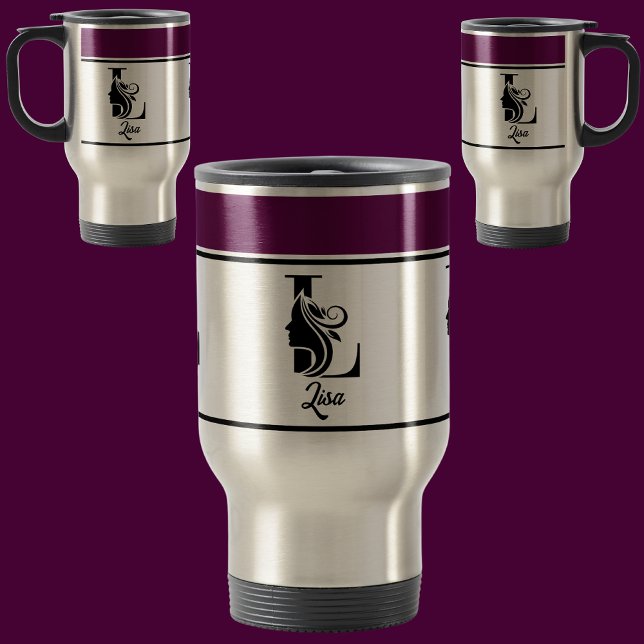 Modernes, benutzerdefiniertes Monogramm-Namensschr Reisebecher (Von Creator hochgeladen)