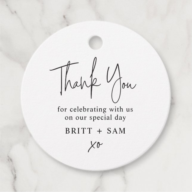 Modernes, benutzerdefiniertes Skript für die Gastg Geschenkanhänger (Vorderseite)