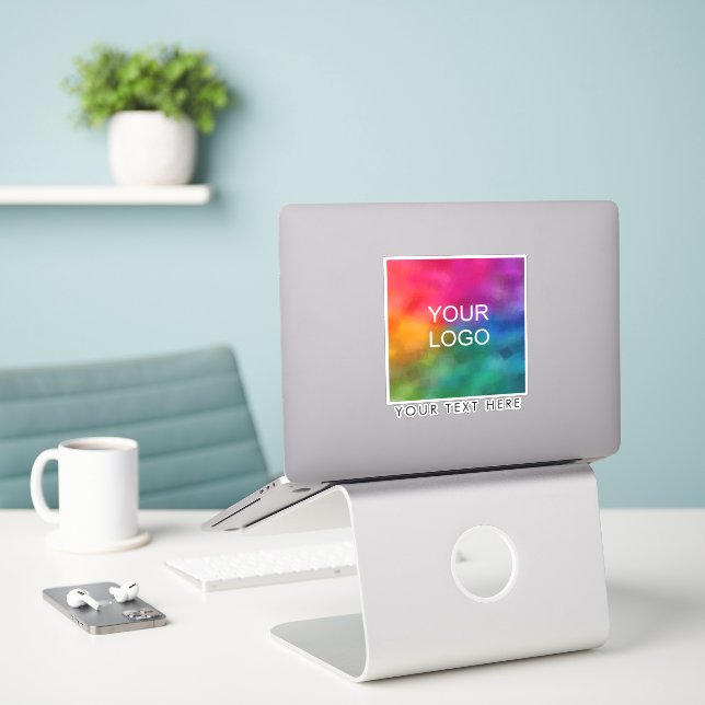 Modernes, benutzerdefiniertes Upload-Business-Logo Aufkleber (Laptop auf Schreibtisch)