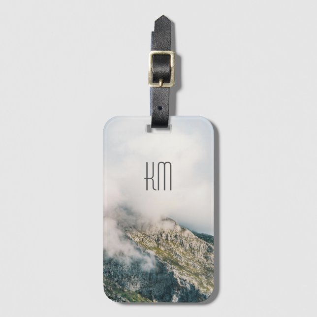 Modernes Berggipfel-Monogramm Gepäckanhänger (Vorderseite Vertikal)