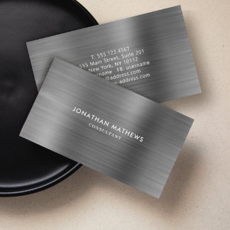Modernes Beruflich gebürstetes Metallic-Grau Visitenkarte