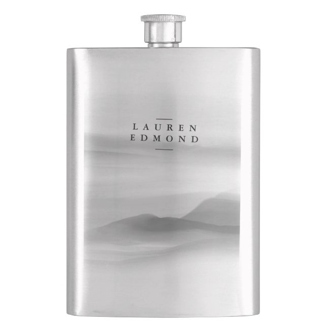 Modernes Beruflich Schwarz/Weiß-Abstrakt Flachmann (Vorderseite)