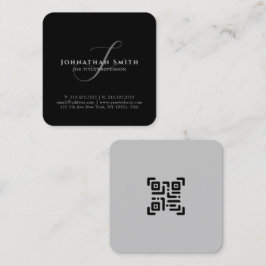 Modernes Beruflich Schwarz/Weiß-Mit Monogramm Quadratische Visitenkarte