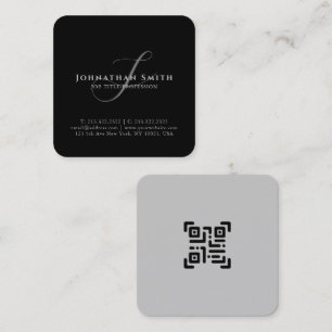 Modernes Beruflich Schwarz/Weiß-Mit Monogramm Quadratische Visitenkarte