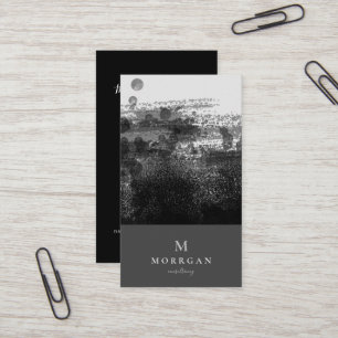 Modernes Beruflich Schwarzes Grau Mit Monogramm Visitenkarte