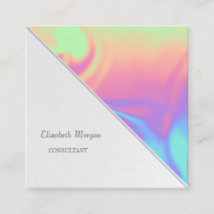 Modernes Beruflich, Stripe, Ombre Holographic Quadratische Visitenkarte