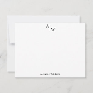 Modernes Berufliches 2 Monogramm Erstschwarz Mitteilungskarte