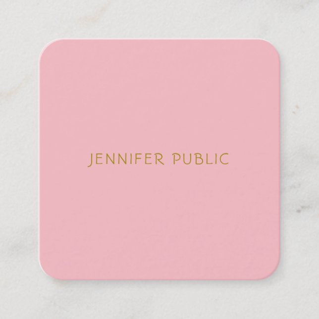 Modernes Berufliches Blush Pink Template Quadratische Visitenkarte (Vorderseite)