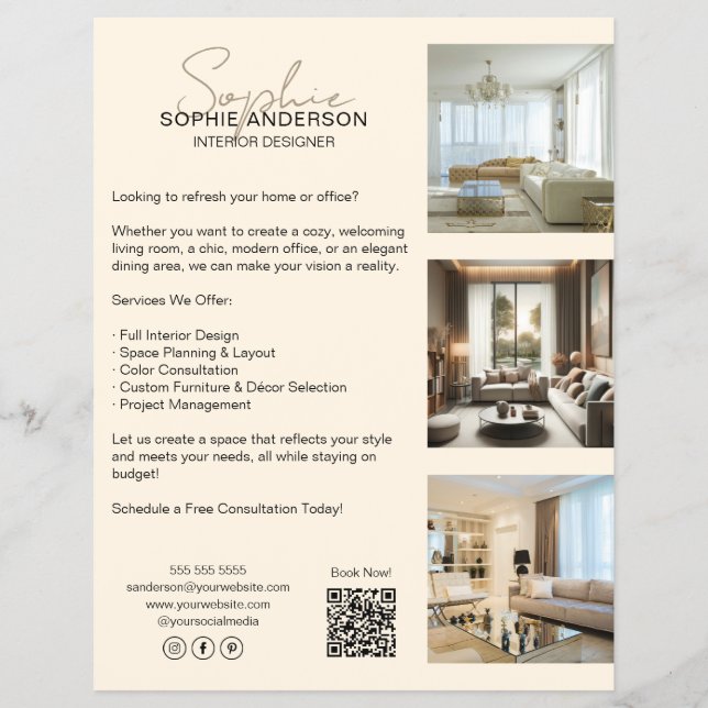 Modernes Berufliches Cremes-Geschäft Flyer (Vorne)