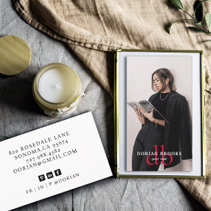 Modernes Berufliches Foto Mit Monogramm Visitenkarte