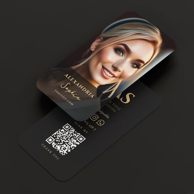 Modernes Berufliches Foto Schwarz Transparent Visitenkarte (Modern Professional Photo Elegant Black Gold Business Card
)