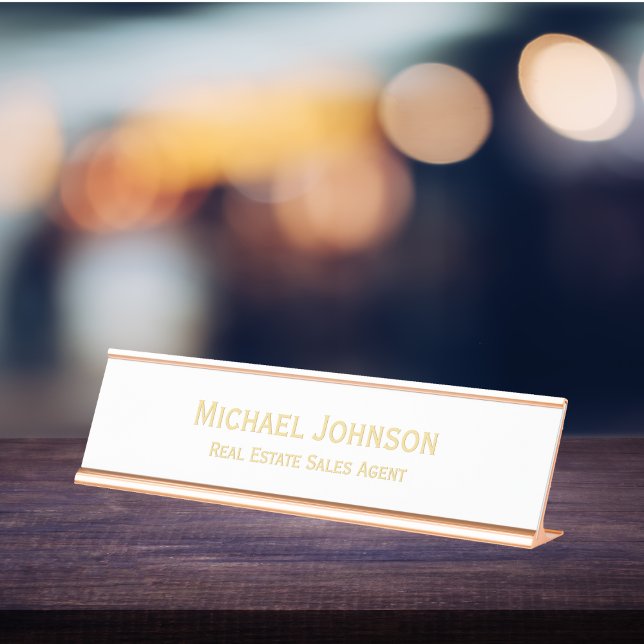 Modernes Berufliches Geschäftsbüro Schreibtischnamensplakette (Modern Elegant Professional Business Office Title Desk Name Plate)