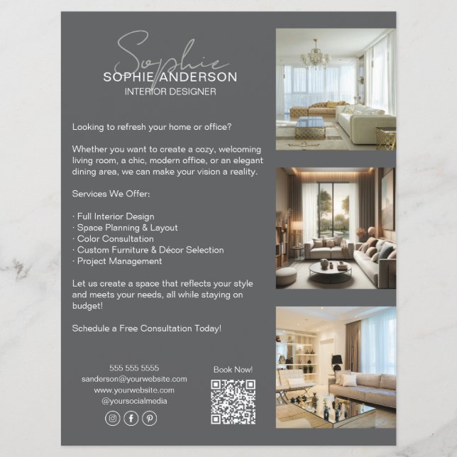 Modernes Berufliches Grauunternehmen Flyer (Vorne)