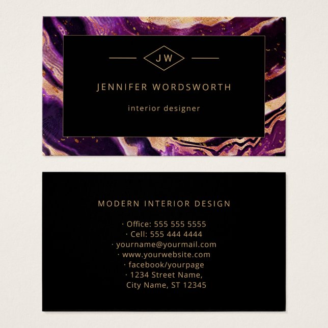 Modernes Berufliches Lila Schwarzes Abstraktes Aga (Vorne & Hinten)