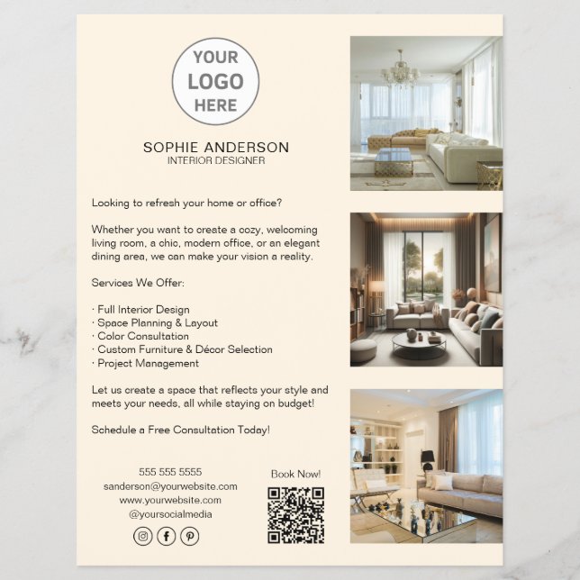 Modernes Berufliches Logo-Creme Flyer (Vorne)