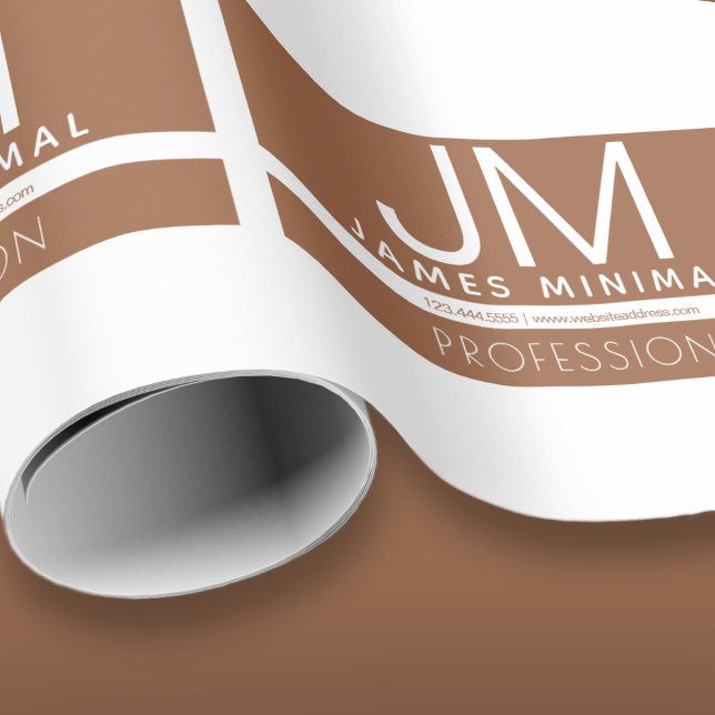 Modernes Berufliches Minimaldesign | Braun und Wei Geschenkpapier (Von Creator hochgeladen)