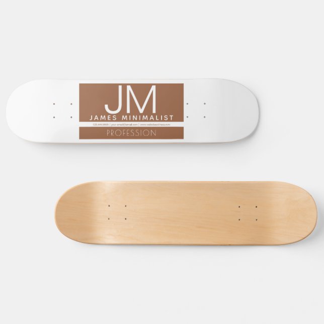 Modernes Berufliches Minimaldesign | Braun und Wei Skateboard (Horizontal)