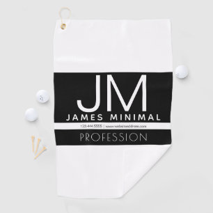 Modernes Berufliches Minimaldesign Schwarz und W Golfhandtuch