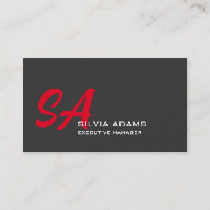 Modernes Berufliches Mit Monogramm Schlichtes Rote Visitenkarte
