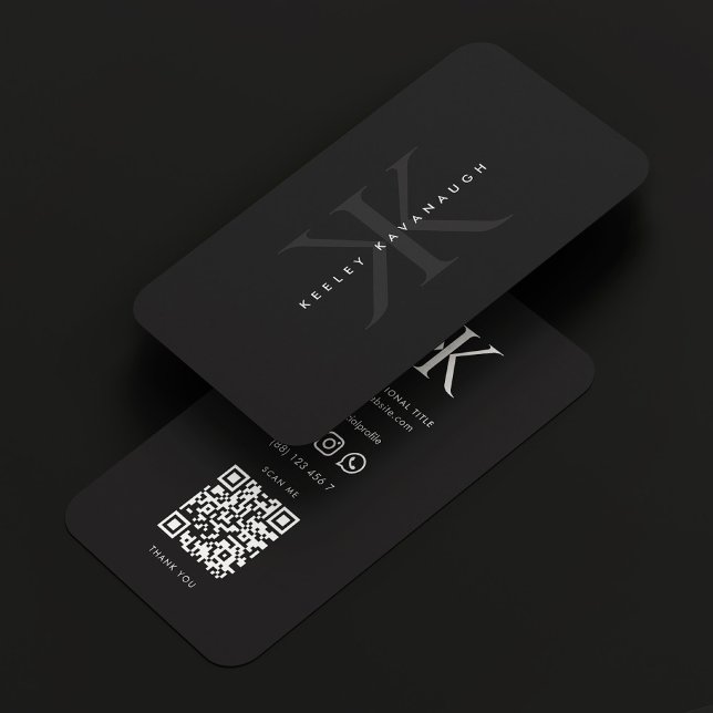 Modernes Berufliches Monogram K Logo dunkelgrau Visitenkarte (Modern Professional Monogram K Logo Dark Grey Business Card
)