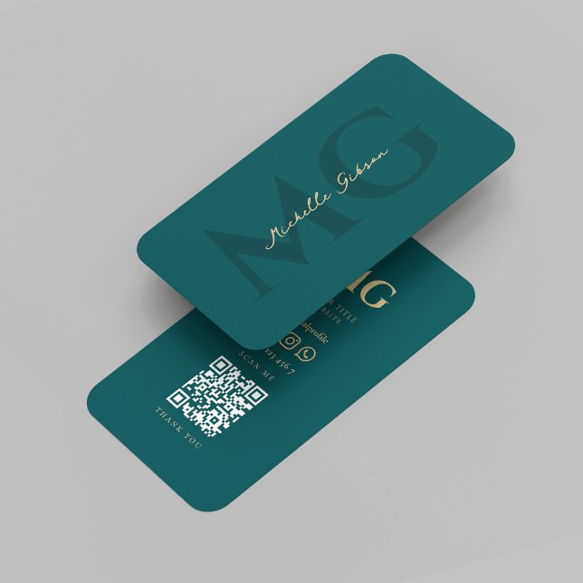 Modernes, Berufliches Monogramm Dunkles Aquamarine Visitenkarte (Modern Professional Monogram Dark Teal Elegant Business Card
)