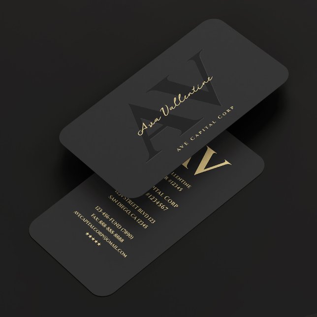 Modernes Berufliches Monogramm Schwarz Grau Visitenkarte (Modern Professional Monogram Black Grey Business Card
)
