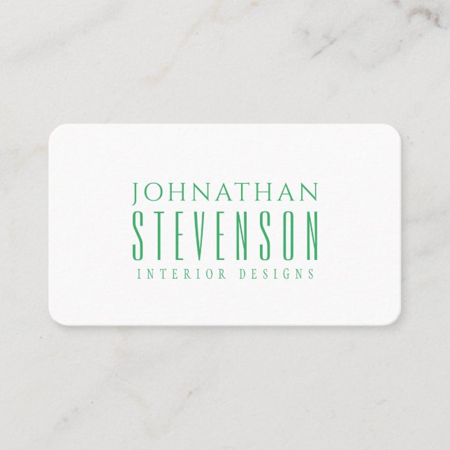 Modernes Berufliches Schlichtes Weiß und Meeresgrü Visitenkarte (Vorderseite)