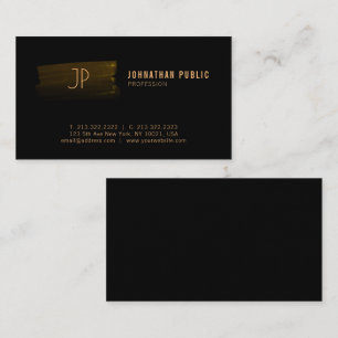 Modernes Berufliches Schwarz/Gold Mit Monogramm Visitenkarte