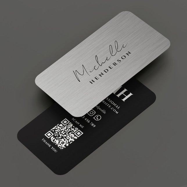 Modernes Berufliches Silbermetall Visitenkarte (Modern Professional Silver Black Metallic Business Card
)