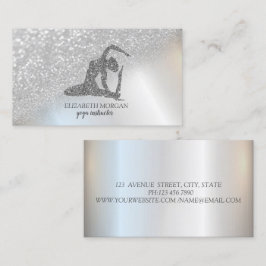 Modernes Berufliches Silver Bokeh Glitzer Yoga Gir Visitenkarte