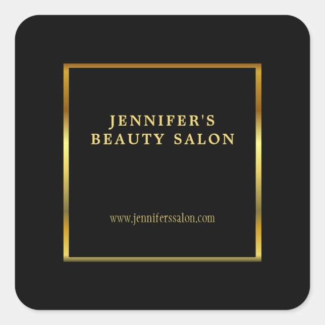 Modernes berufliches Werbematerial für Schwarzgold Quadratischer Aufkleber (Vorderseite)