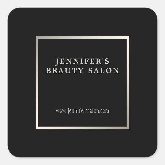 Modernes berufliches Werbemittel für schwarz-silbe Quadratischer Aufkleber (Vorderseite)