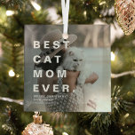 Modernes, BEST CAT-MAMA je benutzerdefiniertes Fot Ornament Aus Glas<br><div class="desc">Moderne beste Katze Mama je Custom Foto Weihnachtsschmuck. Das perfekte Geschenk für Katzenliebhaber während der Festsaison.</div>