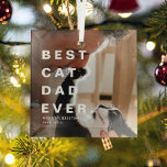 Modernes, BEST CAT-VATER je benutzerdefiniertes Fo Ornament Aus Glas<br><div class="desc">Moderner bester Cat Vater je Custom Foto Weihnachtsschmuck. Das perfekte Geschenk für Katzenliebhaber während der Festsaison.</div>
