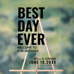 Modernes Best Day Ever Wedding Willkommen Akronyli Acrylschild
