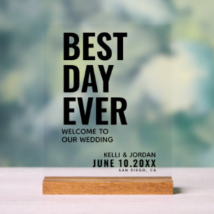 Modernes Best Day Ever Wedding Willkommen Akronyli Acrylschild