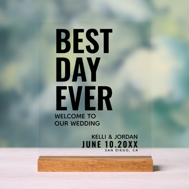 Modernes Best Day Ever Wedding Willkommen Akronyli Acrylschild (Neutral)
