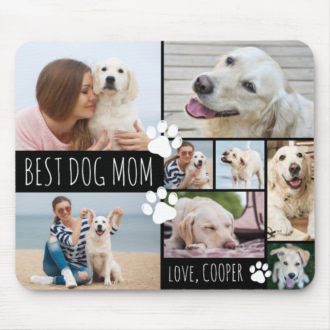 Modernes BEST DOG MAMA 8 Fotos Personalisiert Mousepad (Vorne)