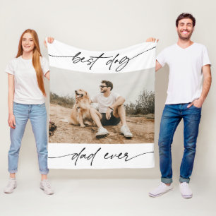 Modernes Best Dog Vater je Foto Handgeschriebenes Fleecedecke