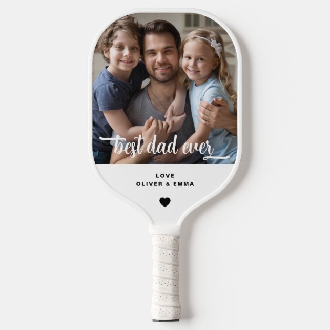 Modernes Best Vater-Foto-Spiel Pickleball Schläger (Vorderseite)
