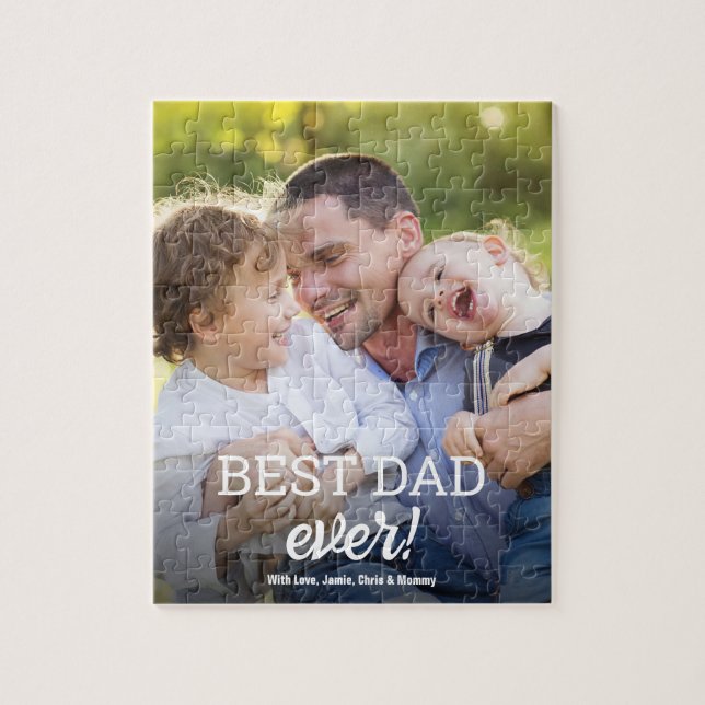 Modernes Best Vater je Custom Foto Geschenk Puzzle (Vertikal)