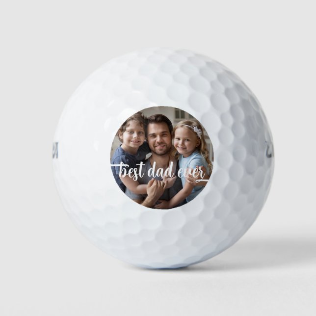 Modernes Best Vater je Script-Foto Golfball (Vorderseite)