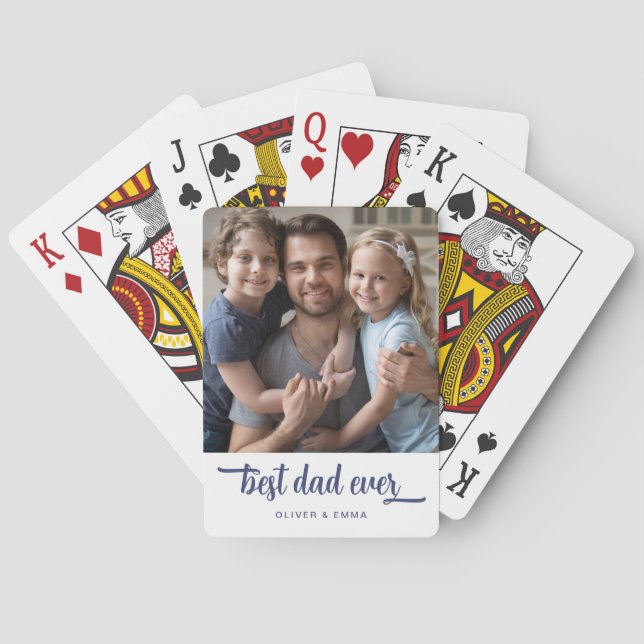 Modernes Best Vater je Script-Foto Spielkarten (Rückseite)