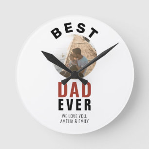 Modernes Best Vater Jeden Vatertag Runde Foto Wanduhr